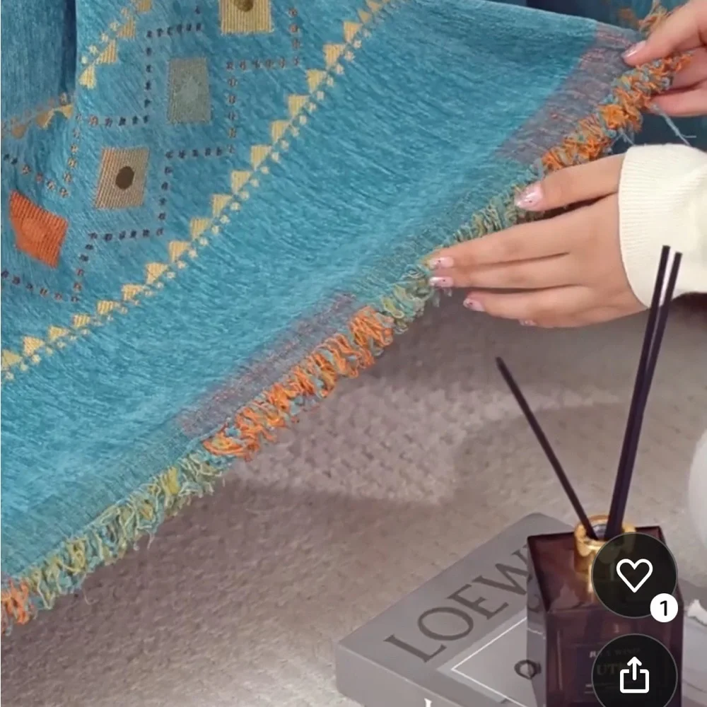 Blue Geometric Sofa Cover